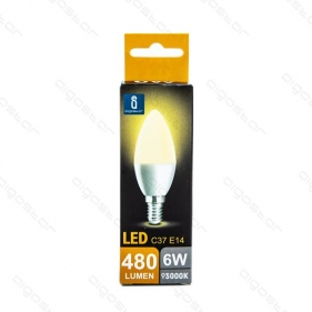 Obrázok pre LED žiarovka E14 6W/510lm , svieca C37 , BOX , Teplá biela