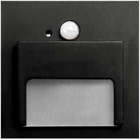 Obrázok pre Schodové svietidlo štvorcové ONTARIO - čierne , 1,5W , 12V , teplá s PIR senzorom