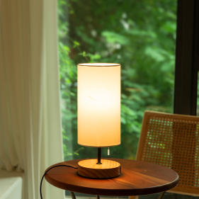 Obrázok pre Stolná lampa drevená 2xUSB biela , E27