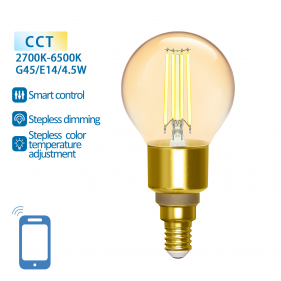 Obrázok pre SMART LED žiarovka E14 4,5W/470lm , glóbus G45 LED vlákno AMBER , CCT