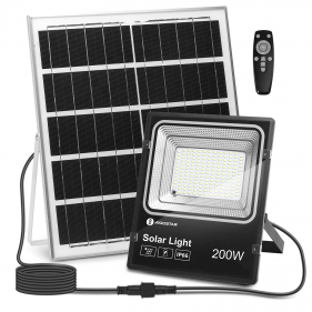 Obrázok pre LED Reflektor 200W/1200lm IP66 Studená biela so solárnym panelom a diaľkovým ovládaním