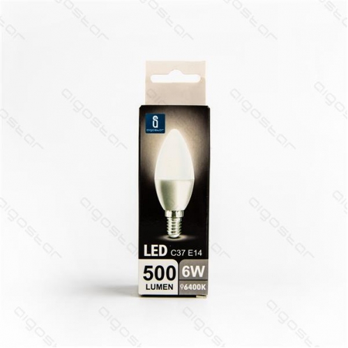 Obrázok pre LED žiarovka E14 6W/500lm , svieca C37 , BOX , Studená biela