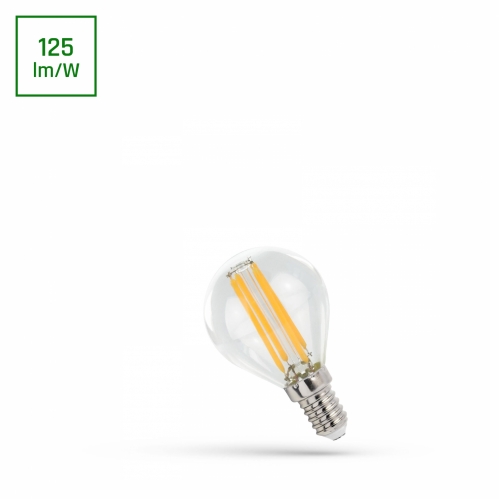 Obrázok pre LED žiarovka E14 4W/500lm , glóbus LED vlákno , Teplá biela
