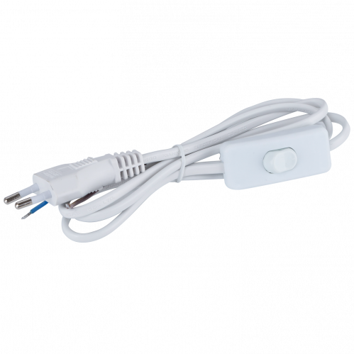 Obrázok pre Prívodný kábel s vidlicou a vypínačom H05VV-F 2x0.75mm² 1,5M, Biely