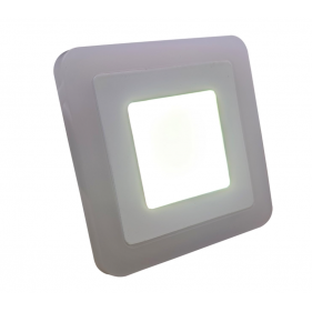 Obrázok pre Led Panel štvorcový modro biely 3+3W/240+240lm 105mm Studená biela s modrou svietiacou obrubou