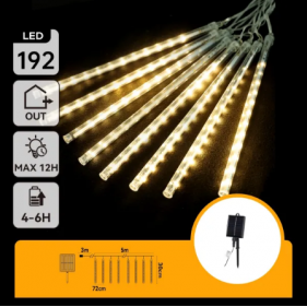 Obrázok pre LED Vianočné osvetlenie - cencúle 30cm, 192 diód, 5m, IP44, solárne - Teplá biela