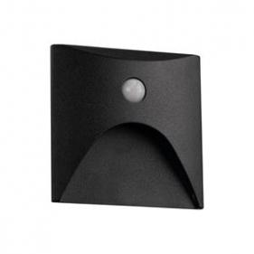 Obrázok pre KANLUX Schodové svietidlo štvorcové čierne EXIN 2,5W/50lm, IP65, 230V, Neutrálna s PIR senzorom