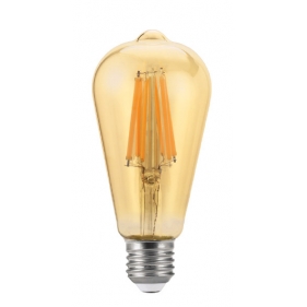 Obrázok pre LED žiarovka E27 12W/1300lm , ST64 LED vlákno AMBER , Teplá biela
