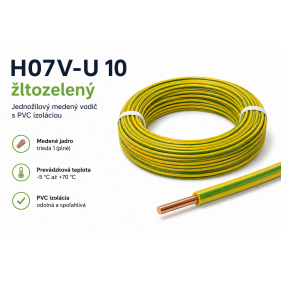 Obrázok pre Kábel Izolovaný vodič CY 1x10 H07V-U žltozelený