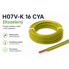 Obrázok pre Kábel Izolovaný vodič CYA 1x16 H07V-K žltozelený