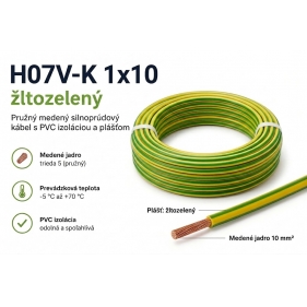Obrázok pre Kábel Izolovaný vodič CYA 1x10 H07V-K žltozelený