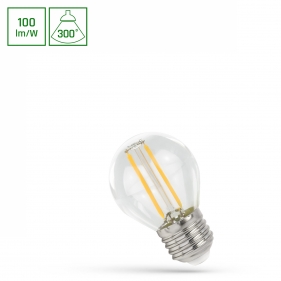 Obrázok pre LED žiarovka E27 1W/100lm , G45 LED vlákno, Teplá biela