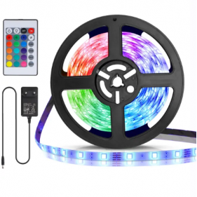 KOMPLET LED pás vodeodolný IP65 24W, SMD5050-30 - 3m - RGB + zásuvkový napájací zdroj 12V s diaľkovým ovládaním Obrázok pre KOMPLET LED pás vodeodolný IP65 24W, SMD5050-30 - 3m - RGB + zásuvkový napájací zdroj 12V s diaľkovým ovládaním