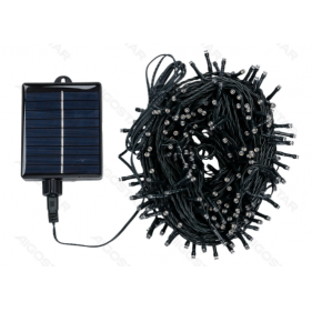 Obrázok pre LED Solárne Vianočné osvetlenie - reťaz, 300 diód, 30m, IP65 - Teplá biela - 8 módov svietenia