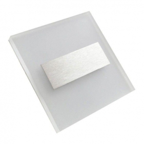 Obrázok pre Schodové svietidlo štvorcové LUMI 0,6W/13lm , brúsené striebro , 230V , teplá biela