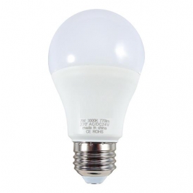 Obrázok pre LED žiarovka E27 7W/770lm , klasik , 24V , A60 , Neutrálna biela = 80W