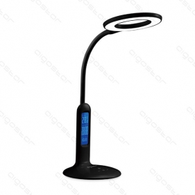 Obrázok pre LED stolná lampa stmievateľná LIGHT07 7W/360lm s teplomerom, displejom , alarmom Čierna