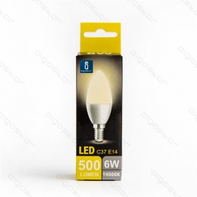 Obrázok pre LED žiarovka E14 6W/500lm , svieca C37 , BOX , Neutrálna biela