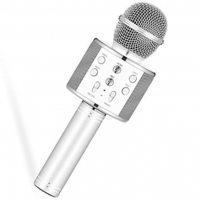 Obrázok pre Multifunkčný bezdrôtový Wireless Karaoke mikrofón, reproduktor / Speaker strieborný