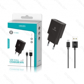 Obrázok pre EU nabíjačka TZ-1202M, 1x USB 2.1A + kábel Micro USB, Čierna
