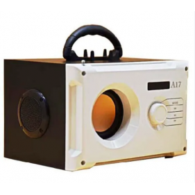 Obrázok pre Bluetooth Prenosný drevený biely Reproduktor A17 - mobile multimedia wireless speaker s diaľkovým ovládaním a anténou