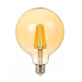Obrázok pre LED žiarovka E27 12W/1300lm , glóbus G125 LED vlákno AMBER , Teplá biela