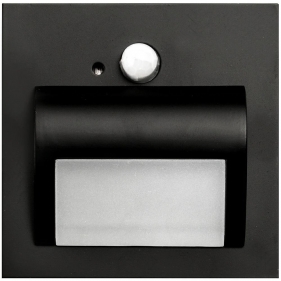 Obrázok pre Schodové svietidlo štvorcové BERYL - čierne , 1,5W , 12V , neutrálna s PIR senzorom