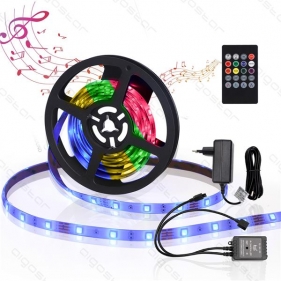 Obrázok pre KOMPLET Music RGB LED pás vodeodolný IP65 , RGBled5050 - 5m + zásuvkový napájací zdroj 12V , 3A + ovládanie 
