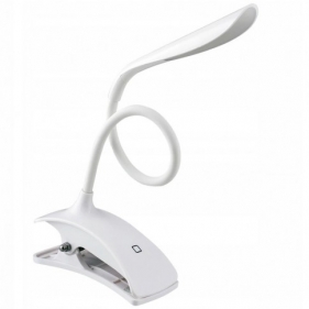Obrázok pre Nabíjateľná LED stolná flexibilná lampa 3W biela s klipom