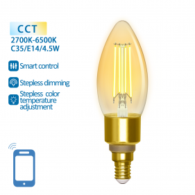 Obrázok pre SMART LED žiarovka E14 4,5W/470lm , svieca C35 LED vlákno AMBER , CCT