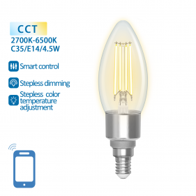 Obrázok pre SMART LED žiarovka E14 4,5W/470lm , svieca C35 LED vlákno , CCT