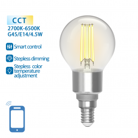 Obrázok pre SMART LED žiarovka E14 4,5W/470lm , glóbus G45 LED vlákno , CCT