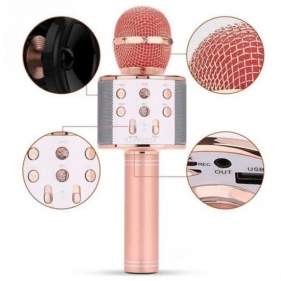 Obrázok pre Multifunkčný bezdrôtový Wireless Karaoke mikrofón, reproduktor / Speaker stará zlatá