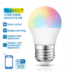 Obrázok pre SMART Led žiarovka E27 6,5W/555lm , glóbus G45 , RGB+CCT 