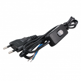 Obrázok pre Prívodný kábel s vidlicou a vypínačom H05VV-F 2x0.75mm² 1,5M, Čierny