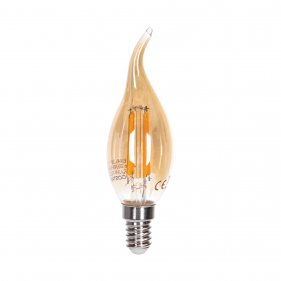Obrázok pre LED žiarovka E14 4W/400lm , plameň CL35 LED vlákno AMBER , Teplá biela