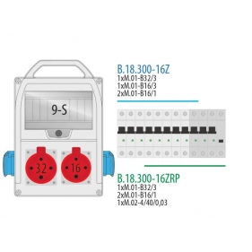 Obrázok pre Plastový rozvádzač zásuvkový R-BOX 300 (1x25A/C/3P,1x16A/C3P,1x16)