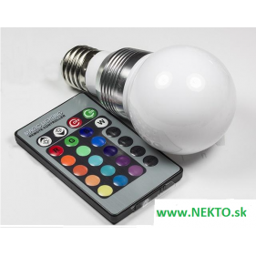Obrázok pre RGB LED žiarovka E27 5W/230lm , klasik , RGB = 20W + diaľkové ovládanie