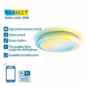 Obrázok pre SMART Led Ceiling kruhový biely 27W/2760lm , 400mm , IP44, RGB+CCT