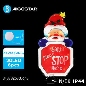 Obrázok pre LED Vianočné osvetlenie - Santa, 20 diód, IP44, 3xAAA - Teplá biela
