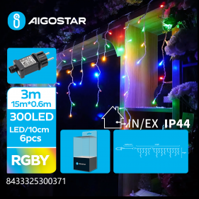 Obrázok pre LED Vianočné osvetlenie - cencúle, 300 diód, 15m, IP44, 230V - Multicolor - 8 módov svietenia