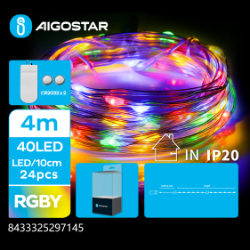 Obrázok pre LED Vianočné osvetlenie - reťaz, 40 diód, 4m, IP20, 2xCR2032 - Multicolor