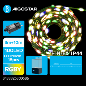 Obrázok pre LED Vianočné osvetlenie - reťaz, 100 diód, 10m, IP44, 230V - Multicolor - 8 módov svietenia