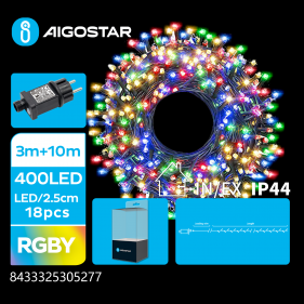 Obrázok pre LED Vianočné osvetlenie - reťaz, 400 diód, 10m, IP44, 230V - Multicolor - 8 módov svietenia