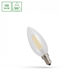 Obrázok pre LED žiarovka E14 5,5W/700lm , svieca LED vlákno , Teplá biela