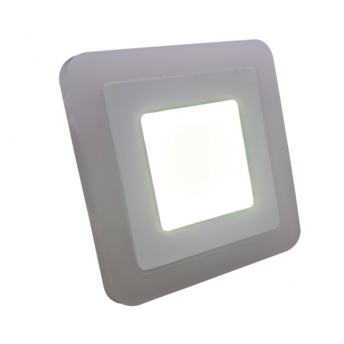 Obrázok pre Led Panel štvorcový modro biely 3+3W/240+240lm 105mm Studená biela s modrou svietiacou obrubou