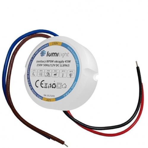 Obrázok pre Vodeodolný napájací zdroj pre LED pásy do krabice 45W 12VDC IP67