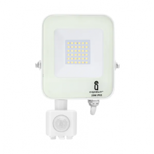 Obrázok pre LED reflektor biely 20W/1800lm , so senzorom , Studená biela