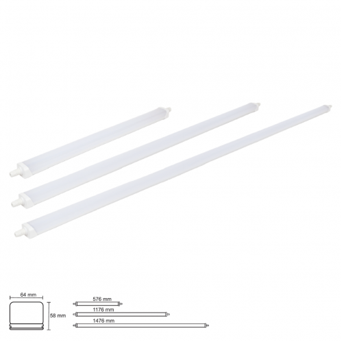 Obrázok pre Vodeodolné LED svietidlo LINEA S 36W/6660lm , IP65 , 120cm - Neutrálna biela s možnosťou sériového zapojenia