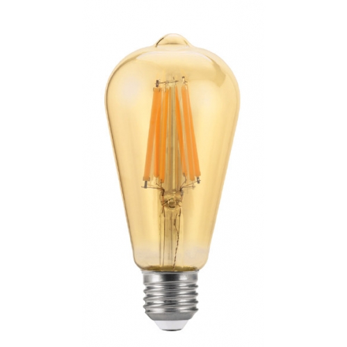 Obrázok pre LED žiarovka E27 12W/1300lm , ST64 LED vlákno AMBER , Teplá biela